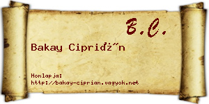 Bakay Ciprián névjegykártya